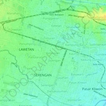 Kemlayan topographic map, elevation, terrain