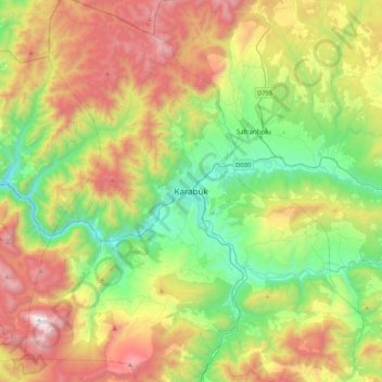 Karabük topographic map, elevation, terrain