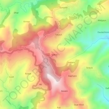 Sukna topographic map, elevation, terrain