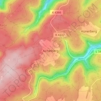 Aichelberg topographic map, elevation, terrain