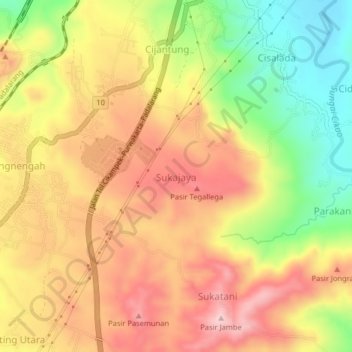 Sukajaya topographic map, elevation, terrain