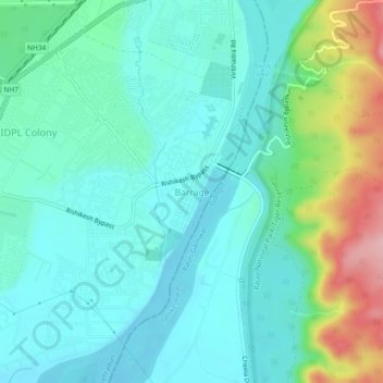 Barrage topographic map, elevation, terrain