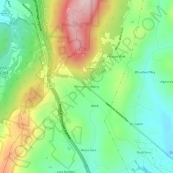 Wolfsville Crossing topographic map, elevation, terrain