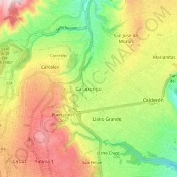 Carapungo topographic map, elevation, terrain