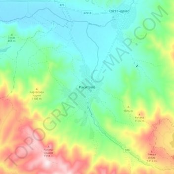 Rakitovo topographic map, elevation, terrain