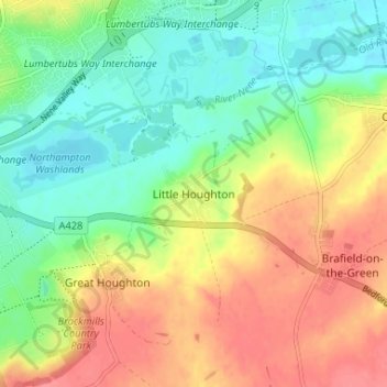 Little Houghton topographic map, elevation, terrain