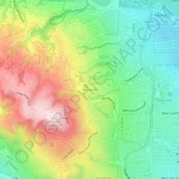 Miraleste topographic map, elevation, terrain