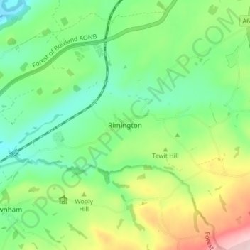 Rimington topographic map, elevation, terrain