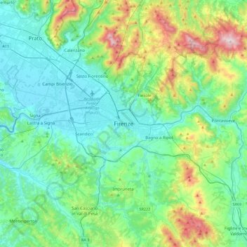 Florence topographic map, elevation, terrain
