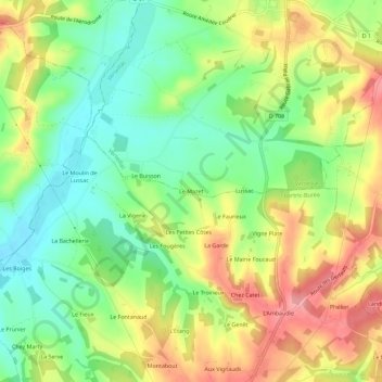 Le Mazet topographic map, elevation, terrain