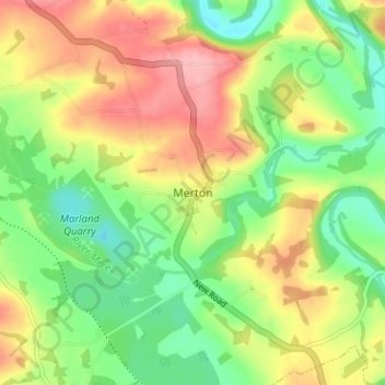 Merton topographic map, elevation, terrain