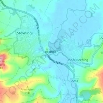 Bramber topographic map, elevation, terrain