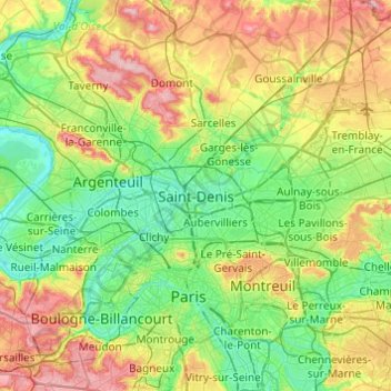 Saint-Denis topographic map, elevation, terrain