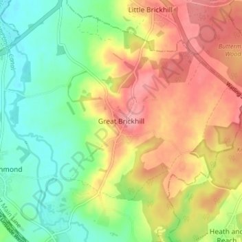 Great Brickhill topographic map, elevation, terrain