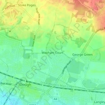 Wexham Court topographic map, elevation, terrain