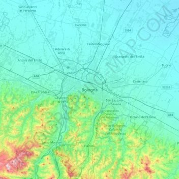 Bologne topographic map, elevation, terrain