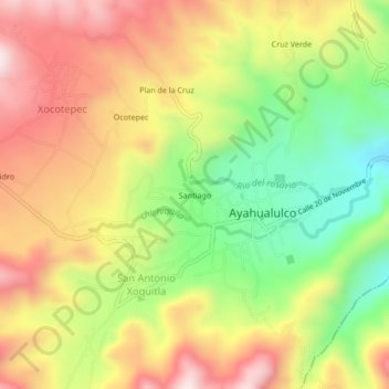 Santiago topographic map, elevation, terrain