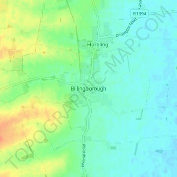 Billingborough topographic map, elevation, terrain