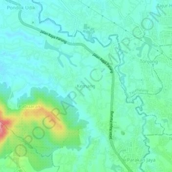 Kemang topographic map, elevation, terrain