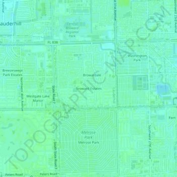 Broward Estates topographic map, elevation, terrain