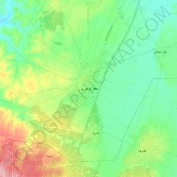 Ma`arrat Misrin topographic map, elevation, terrain