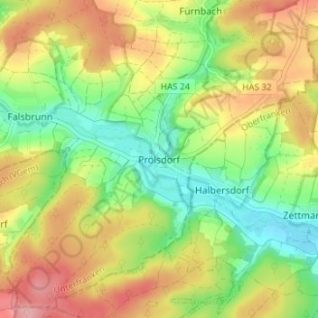Prölsdorf topographic map, elevation, terrain