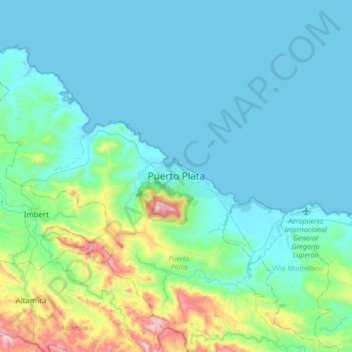 Puerto Plata topographic map, elevation, terrain