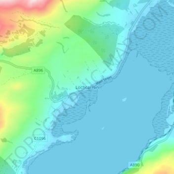 Lochcarron topographic map, elevation, terrain