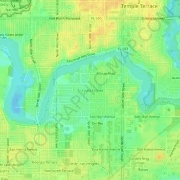 Ana Julia Estates topographic map, elevation, terrain