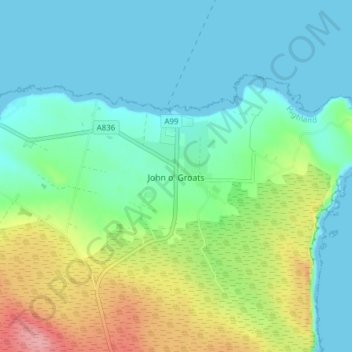 John o' Groats topographic map, elevation, terrain