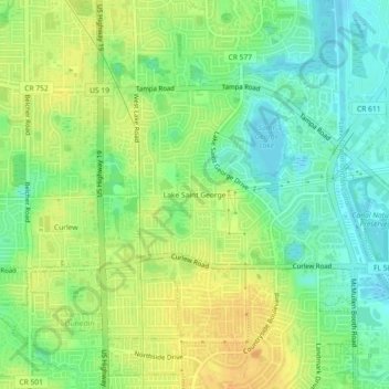 Lake Saint George topographic map, elevation, terrain