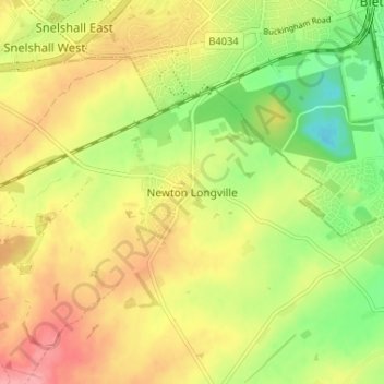 Newton Longville topographic map, elevation, terrain