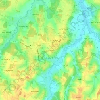 Les Poncets topographic map, elevation, terrain