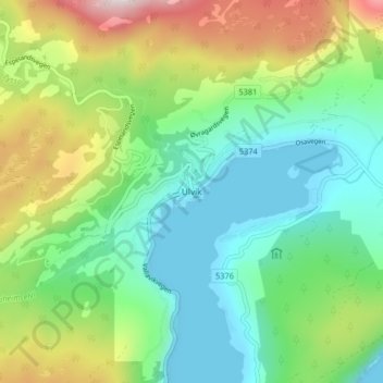 Ulvik topographic map, elevation, terrain