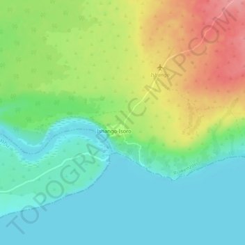 Ishango-Isoro topographic map, elevation, terrain