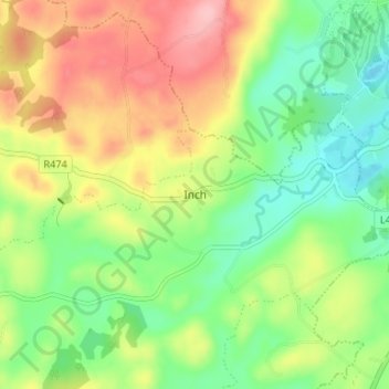 Inch topographic map, elevation, terrain
