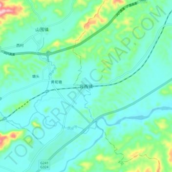 容西镇 topographic map, elevation, terrain