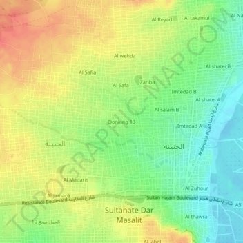 Donking 13 topographic map, elevation, terrain