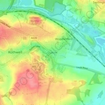 Oulton topographic map, elevation, terrain