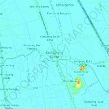 Kota Sarang Semut topographic map, elevation, terrain