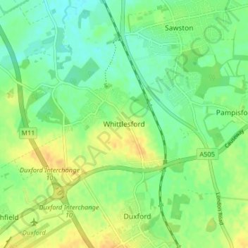 Whittlesford topographic map, elevation, terrain