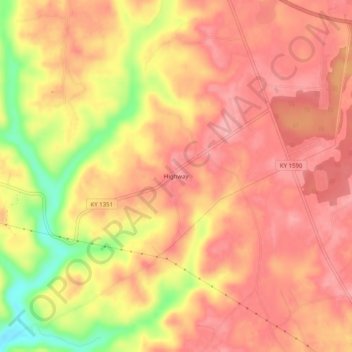 Highway topographic map, elevation, terrain