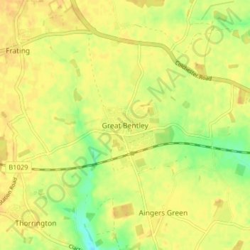 Great Bentley topographic map, elevation, terrain