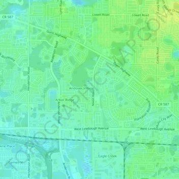 Andover topographic map, elevation, terrain