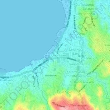 Sario Tumpaan topographic map, elevation, terrain