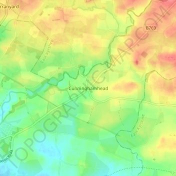 Cunninghamhead topographic map, elevation, terrain