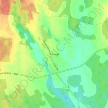 Umurga topographic map, elevation, terrain