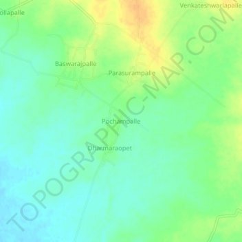Pochampalle topographic map, elevation, terrain