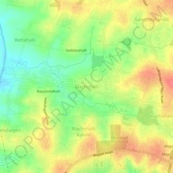 Machohalli topographic map, elevation, terrain