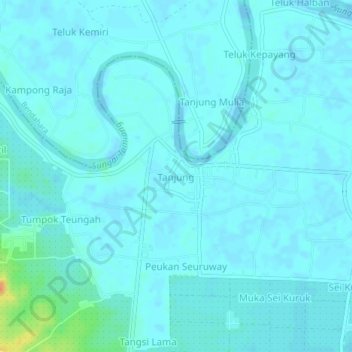 Tanjung topographic map, elevation, terrain